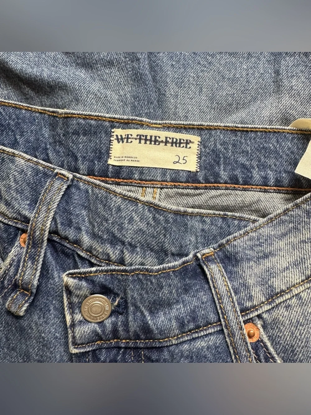 NWT Free People We The Free Boomerang Long Shorts Baggy Denim Jean Blue 25